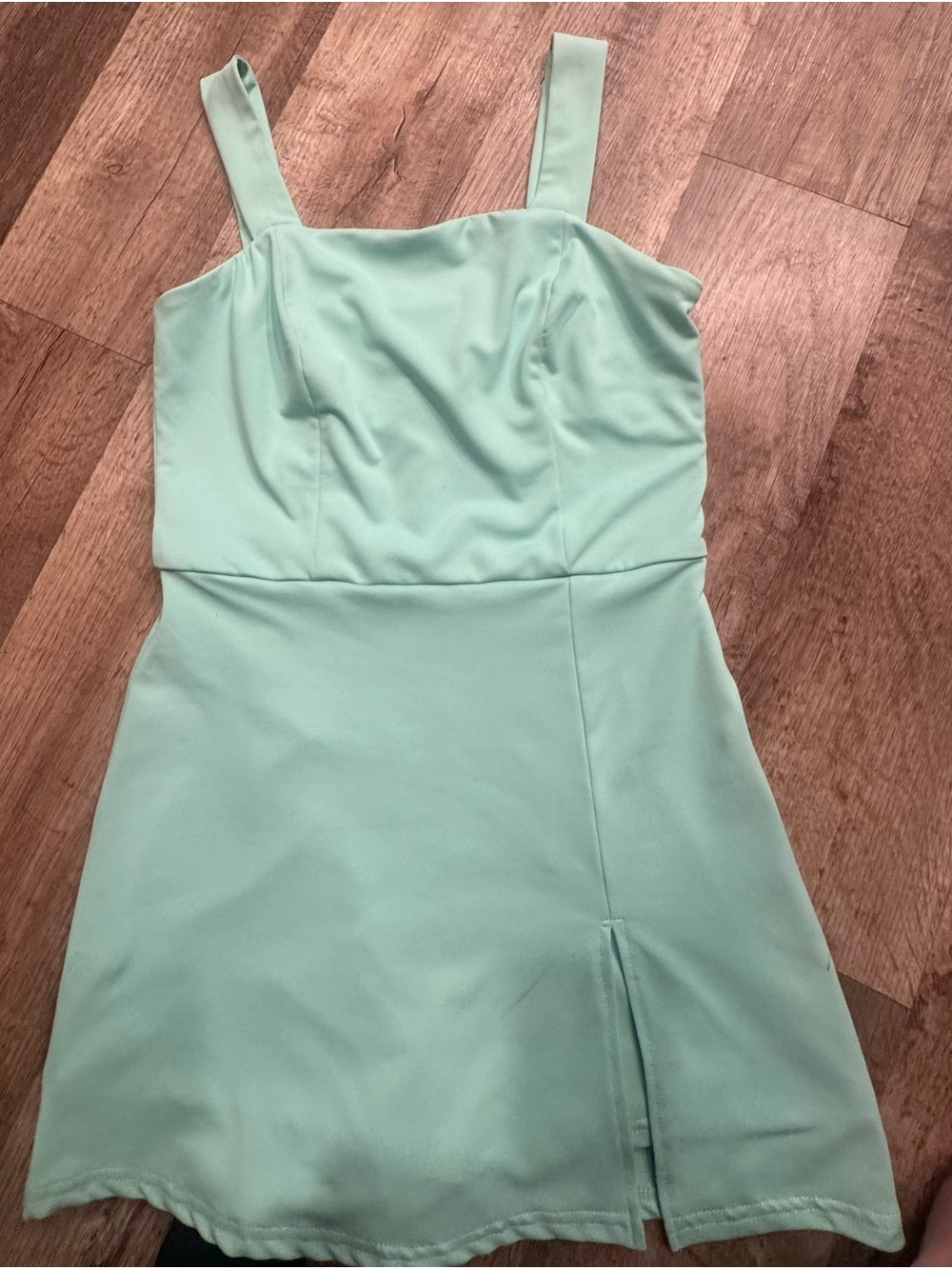 Mint Green Sleeveless Mini Dress with Front Slit